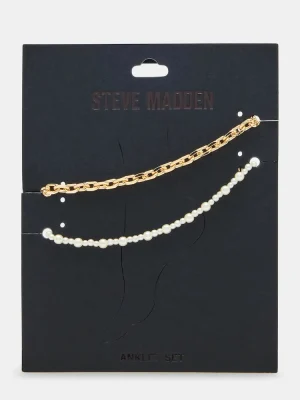 2-piece Pearl Chain Anklet Set