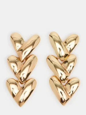 Heart Linear Earrings Gold
