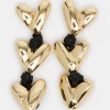 Heart Linear Earrings Black/gold