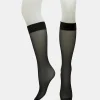 3 Pack Sheer Knee High Socks Mesh Black