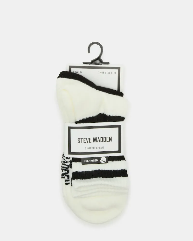 3 Pack Striped Crew Socks Ivory - Image 3