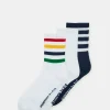 3 Pack Striped Crew Socks White Multi