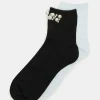 2 Pack Pearl Anklet Socks Black Multi