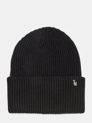 Double Layer Ribbed Knit Beanie Black