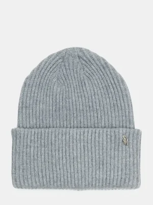 Double Layer Ribbed Knit Beanie Grey