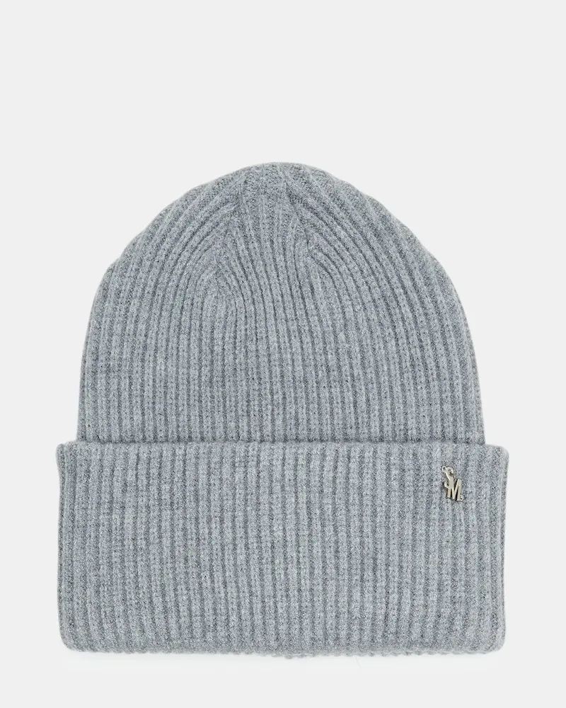 Double Layer Ribbed Knit Beanie Grey