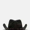 Beaded Trim Western Hat Black