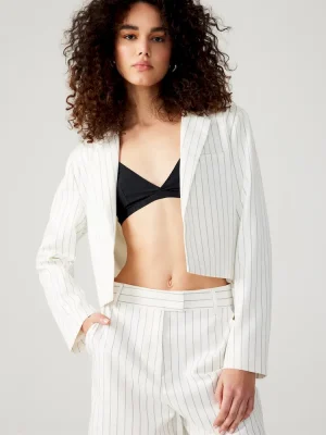Rupi Cropped Blazer White/black