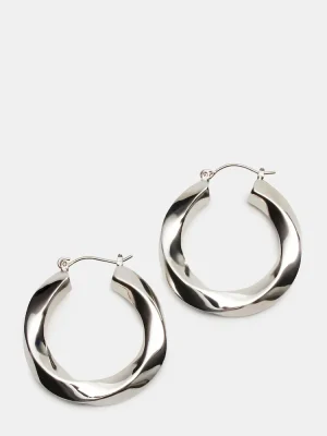 Medium Twisted Hoops Silver
