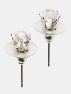 Crystal Stud Earrings Silver