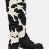 Riggs Black Cow Print Wide Calf