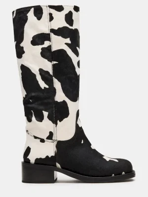 Riggs Black Cow Print Wide Calf