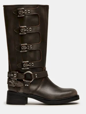 Rocky Brown Distressed Wide Calf