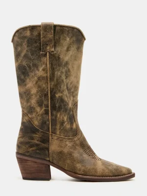 Albany Brown Distressed Wide Calf